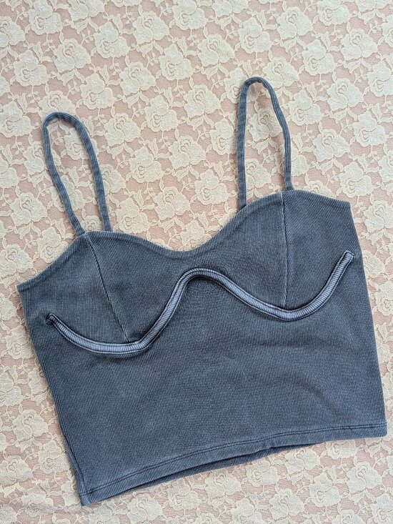 Forever 21 Tops - VGUC Forever 21 gray bustier crop top with spaghetti straps size M